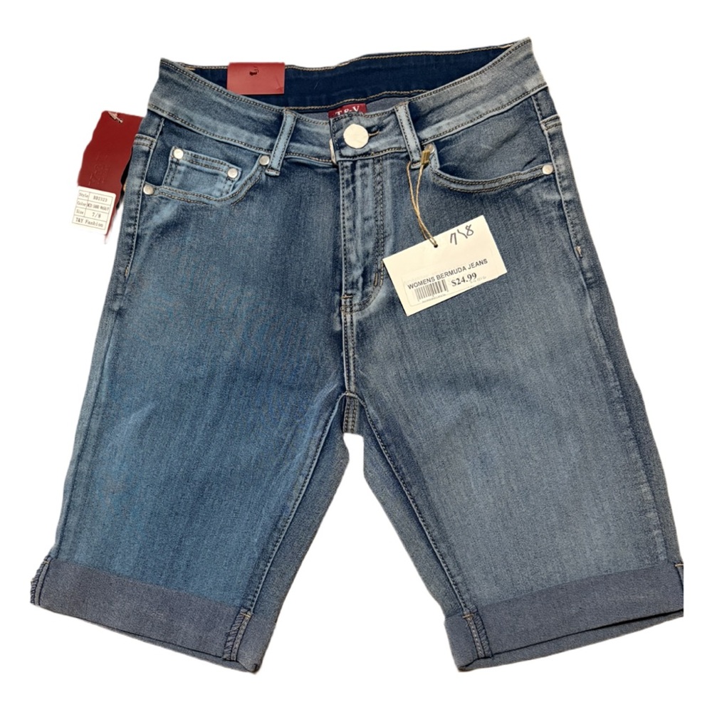 Women's Blue Denim Bermuda Shorts